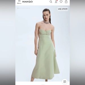 Midi, mint green mango dress, 2023 spring style